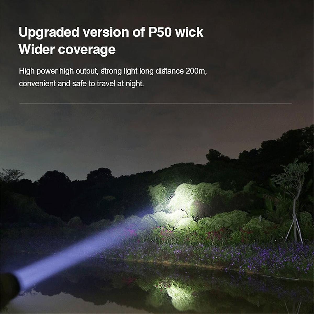 Zoomable Led Rechargeable Flashlight Outdoor Torch Light With Lamp Shade