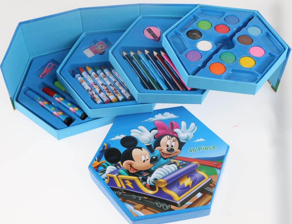 46 Pcs Painting colour kit for kids, fun Disney/Cartoon character art set(random