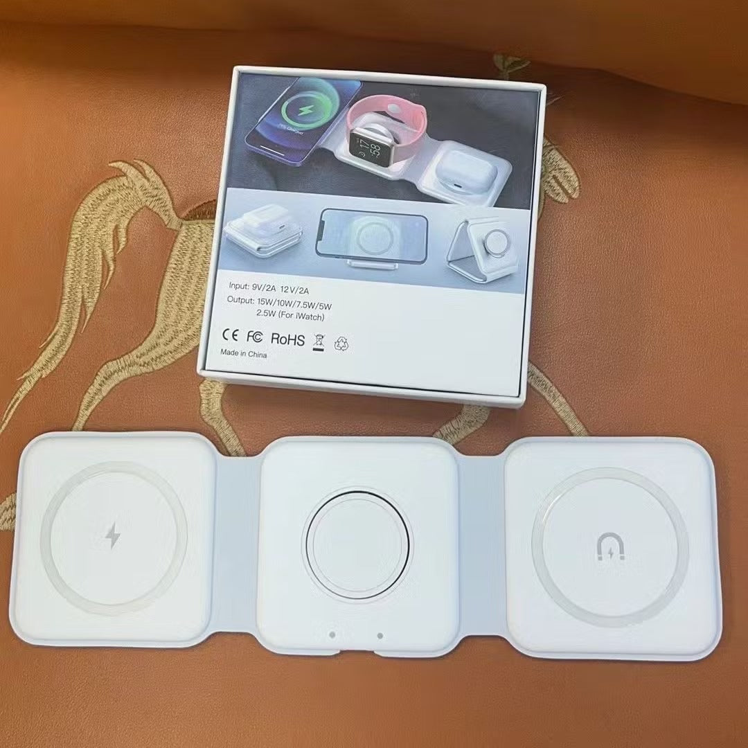 15W 3 in 1 Magnetic Wireless Charger Phone Induction Fast Charging Stand