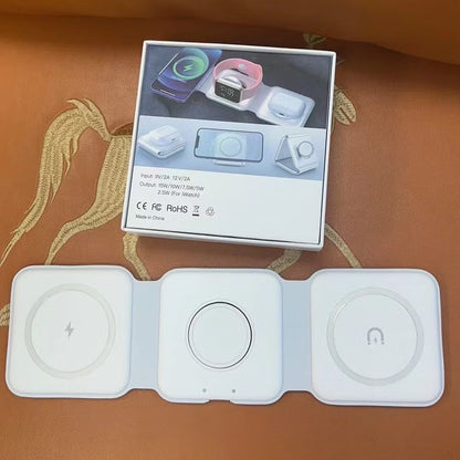 15W 3 in 1 Magnetic Wireless Charger Phone Induction Fast Charging Stand