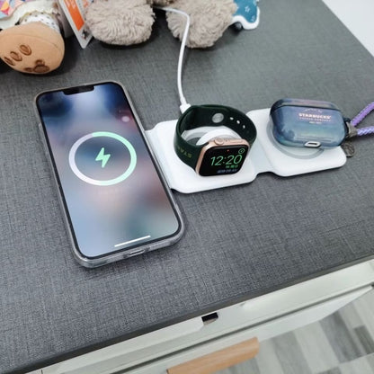 15W 3 in 1 Magnetic Wireless Charger Phone Induction Fast Charging Stand