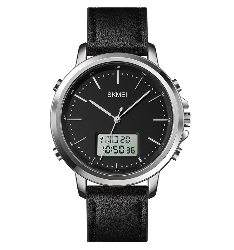 SKMEI Men's Fashion Digital Watch Analog Leather Multifunctional Waterproof Men's Watch 1652