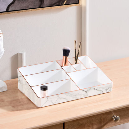 9 Compartment Marble Look Makeup Organiser | Marble Acrylic Makeup Organiser -