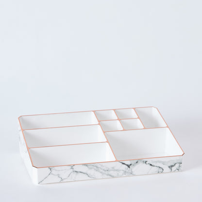 9 Compartment Marble Look Makeup Organiser | Marble Acrylic Makeup Organiser -
