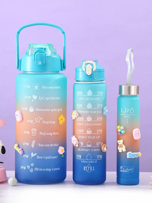 3 Pack Water Bottles with 2L Large Bottle 700MLPortable Bottle and