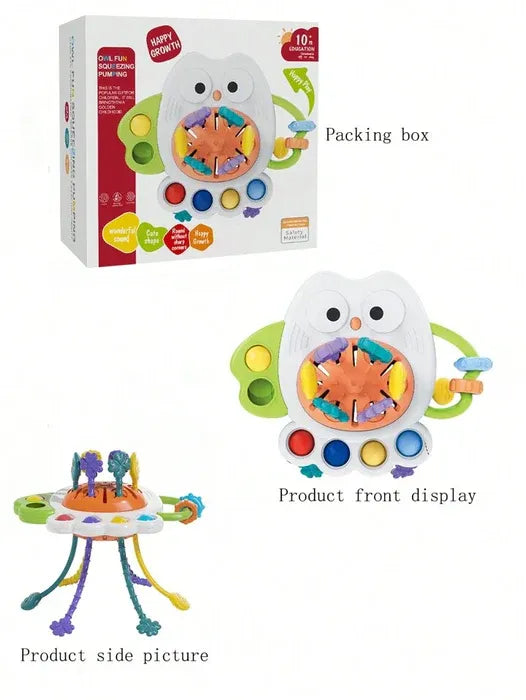 Owl-Themed Fun Squeezing and Pumping Toy Colorful Sensory Play Toy for