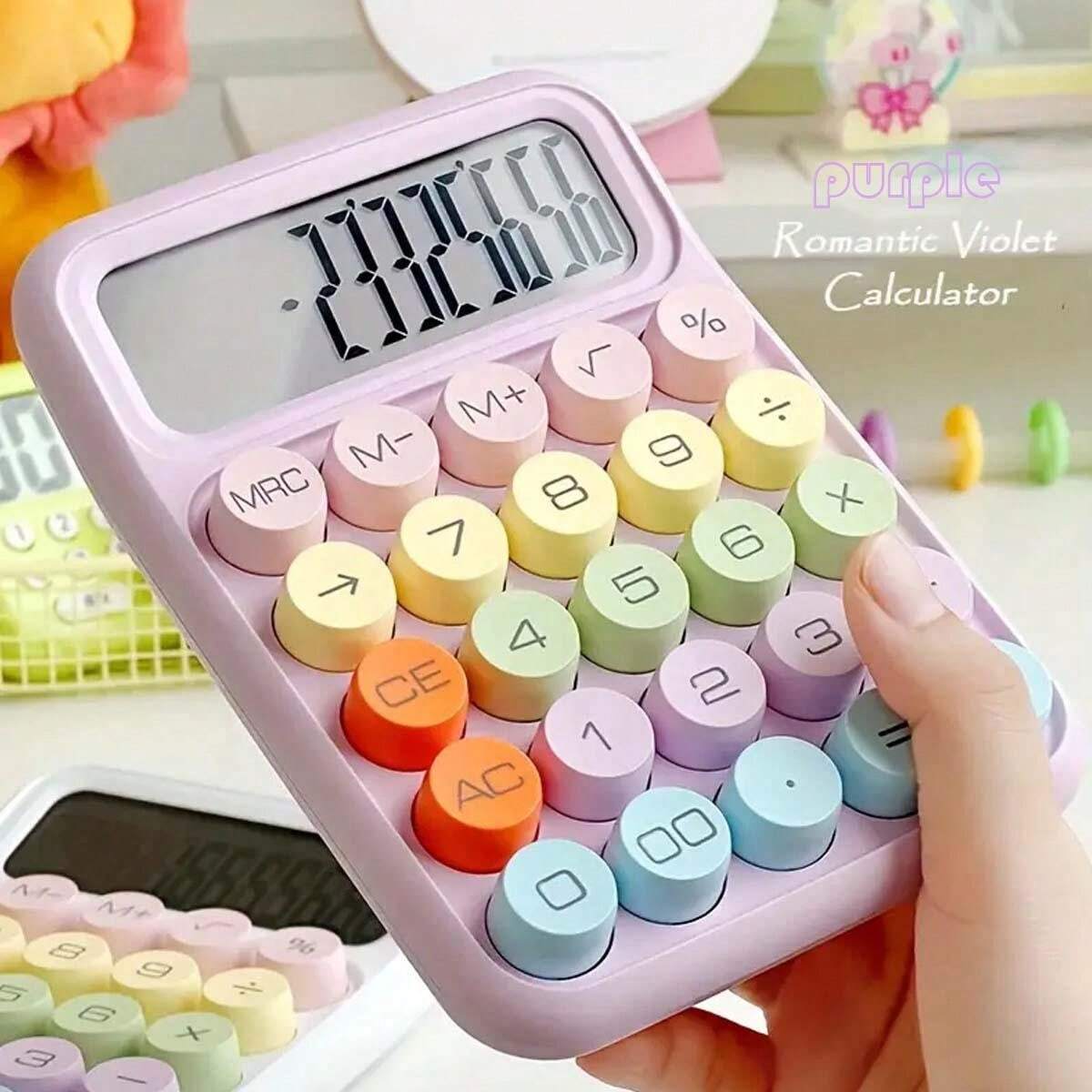 Colorful Mechanical Keyboard Calculator, Big Button LCD Display, Handheld (random color)cell operated