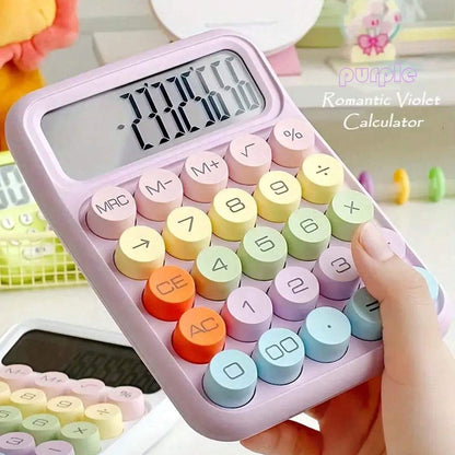Colorful Mechanical Keyboard Calculator, Big Button LCD Display, Handheld (random color)cell operated