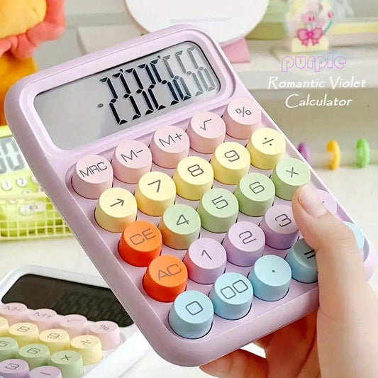 Colorful Mechanical Keyboard Calculator, Big Button LCD Display, Handheld (random color)cell operated
