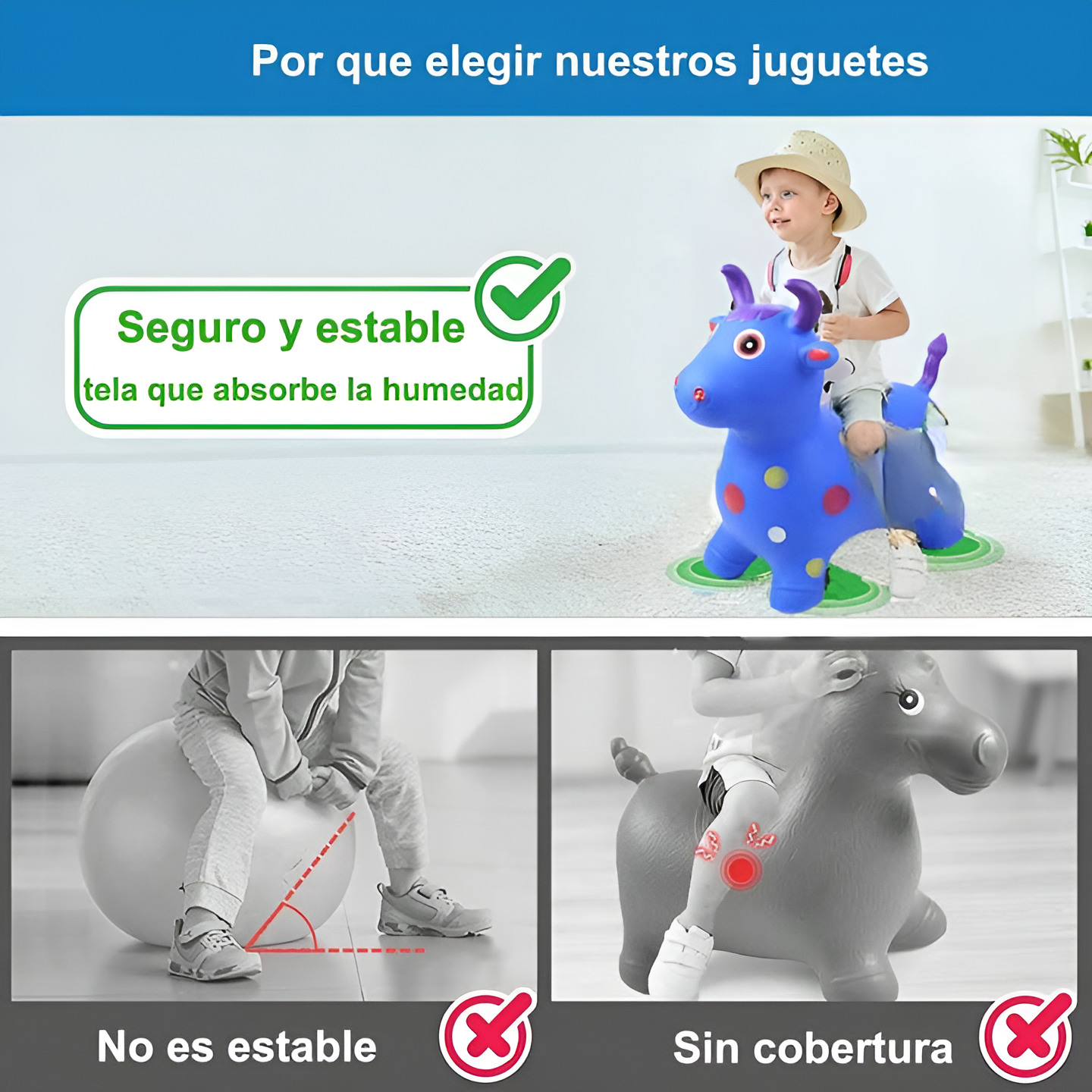 Kids Music Animal Jumbo Inflatable Air PVC Hopper Jumping Toy - Reindeer,