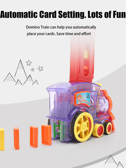 Domino Set Up Train, Domino Train Toy Blocks Set with Lights and