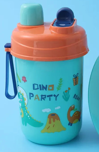 Dino Party Water Bottle for Kids Cute Dinosaur-Themed Leak-Proof Drink Bottle