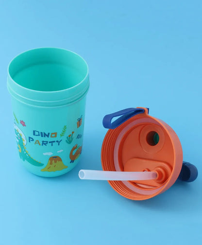 Dino Party Water Bottle for Kids Cute Dinosaur-Themed Leak-Proof Drink Bottle