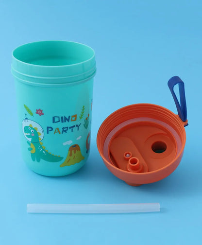 Dino Party Water Bottle for Kids Cute Dinosaur-Themed Leak-Proof Drink Bottle