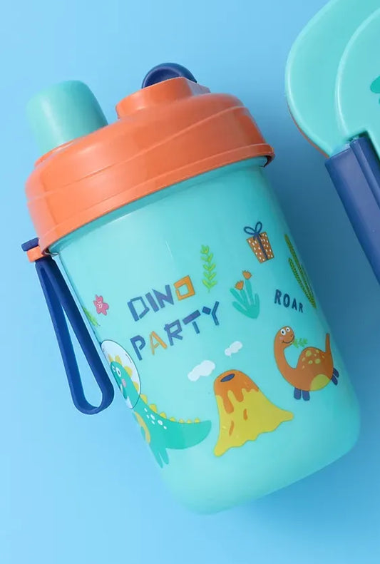Dino Party Water Bottle for Kids Cute Dinosaur-Themed Leak-Proof Drink Bottle
