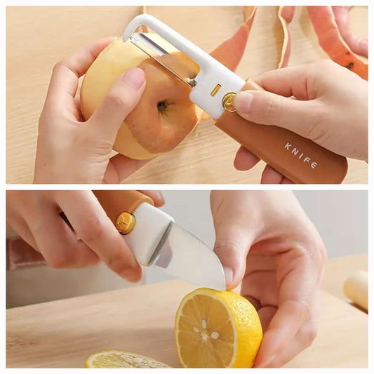 Stainless Steel 2 in 1 Fruit cutting Knife with Peeler For Peeling
