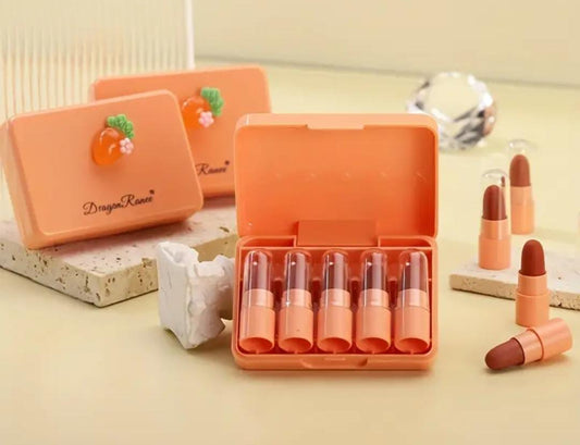 5 Pcs Dragon Ranee Carrot Mini Lipstick Set | Long Lasting Makeup
