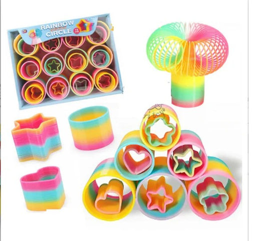 3 In 1 Rainbow Vibrant Circle Spring Set - Rainbow Ring Toy