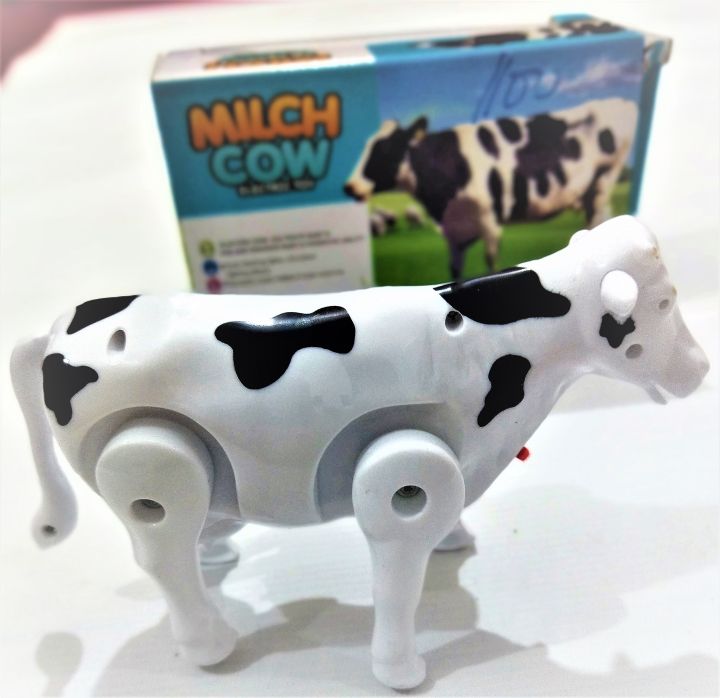 Funny Walking Musical Milch Cow Toy for Kids Black &amp; White