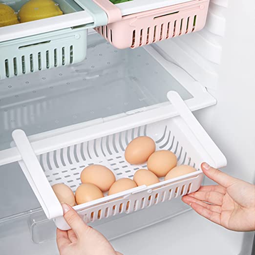 (NW000216) Adjustable Storage Basket For Fridge | Plastic Basket | Stretchable Food