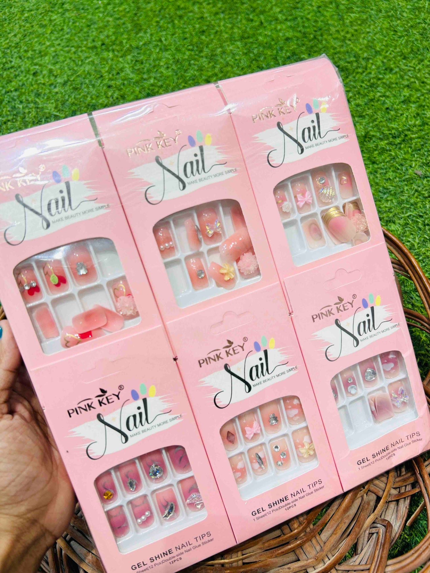 Pink Key STONES WORK NAILS Nails - Party, Wedding Nails (Random Design