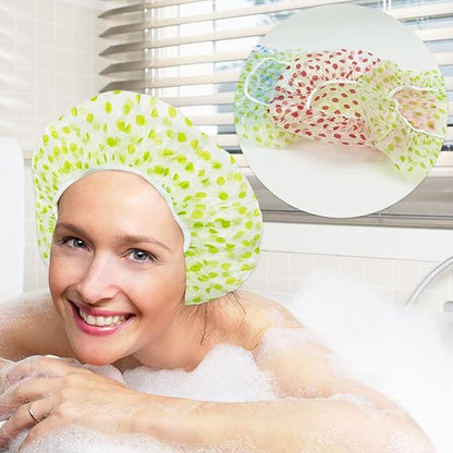 (pack of 6) Shower Caps Waterproof Shower Cap for Women Reusable Shower