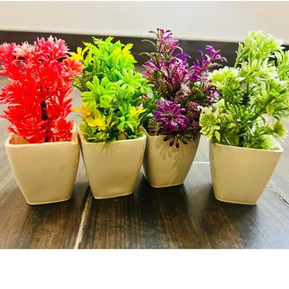 Pack of 4 Mini Planters | Artificial Decoration mini Plants