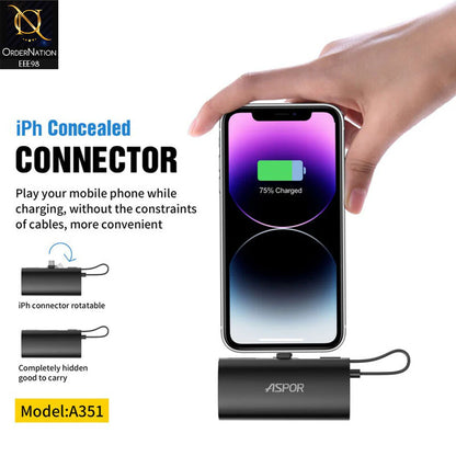 Aspor A351 2in1 Iphone &amp; Type-C Flexible Portable Mini 5000mah Power Bank