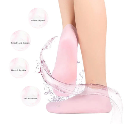 (High Quality) 1Pair Silicone Jelly Socks Gel Moisturizing Socks Foot Care Protector