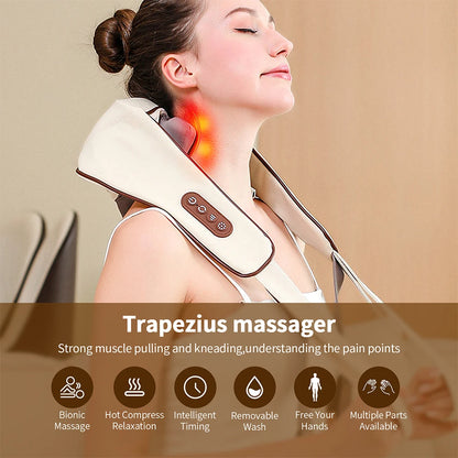 Electric Neck and Shoulder Massager Wireless Kneading Neck and Back Massage Pillow