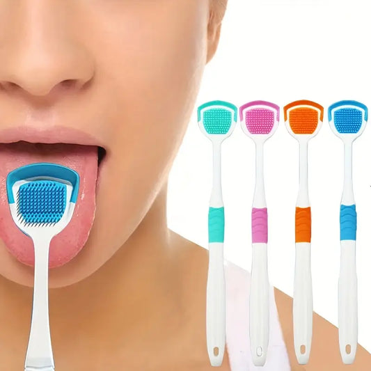 Tongue Cleaner Brush with Soft Silicone Bristles Oral Hygiene Tool for