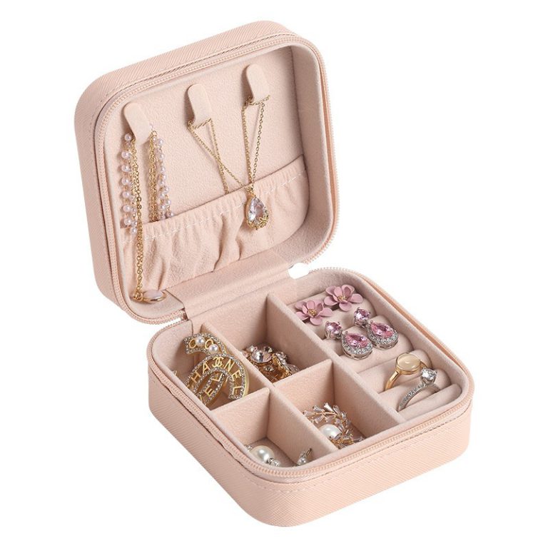 Travel Leather Pocket Jewellery Organizer with Box (Mix/Random color)