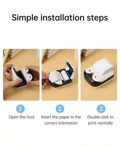 The Adorable Penguin Design Rechargeable Portable Mini Printer (random color)