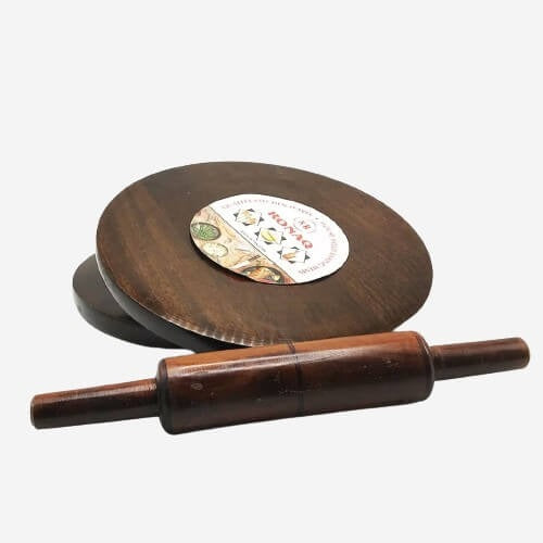 Premium Wooden Chakla Brown Handcrafted Rolling Board