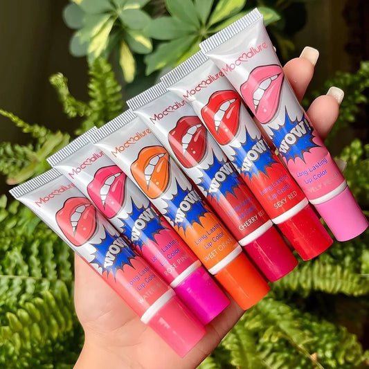 Pack Of 6 High Pigmented Lip Gloss Lipstick Tattoo Peel Off Durable