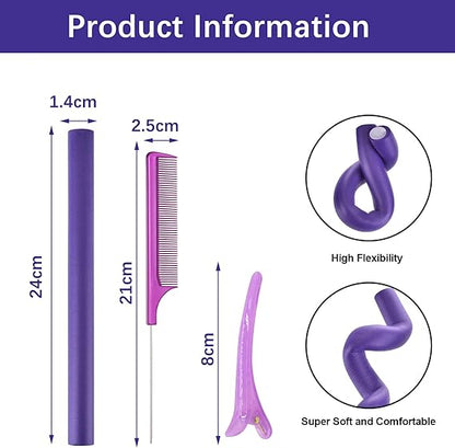 Pack of 10 Hair Rollers Papilotten Hair Rollers, Curls Without Heat Foam