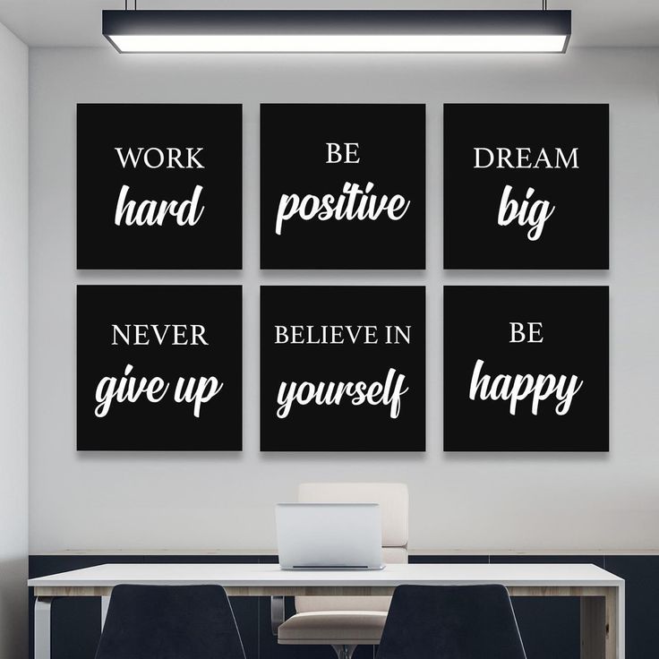 Set Of 6 Motivational Wooden Canvas Frames For Wall Decore / Sticky