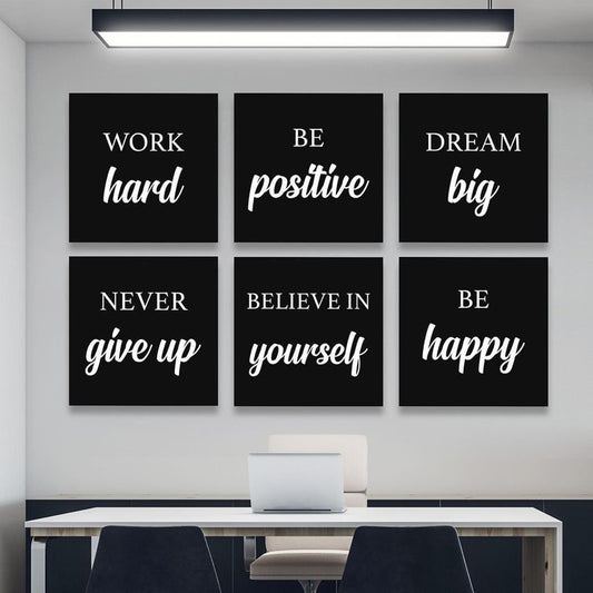 Set Of 6 Motivational Wooden Canvas Frames For Wall Decore / Sticky