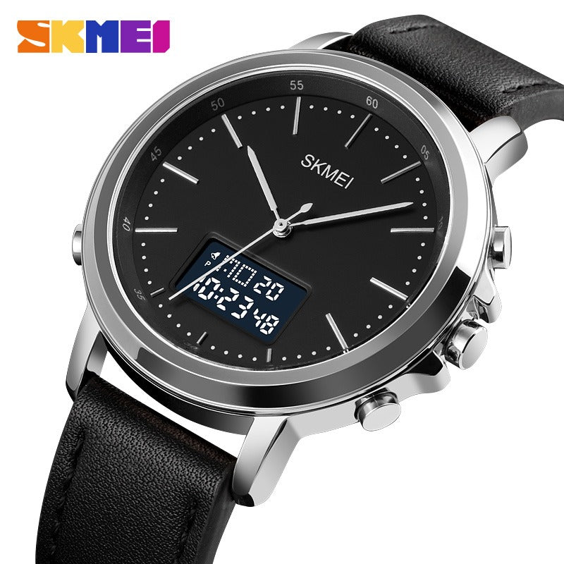 SKMEI Men's Fashion Digital Watch Analog Leather Multifunctional Waterproof Men's Watch 1652
