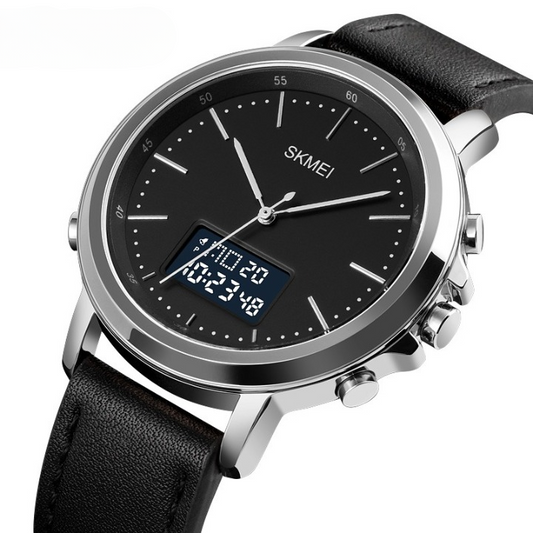 SKMEI Men's Fashion Digital Watch Analog Leather Multifunctional Waterproof Men's Watch 1652