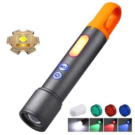 Rechargeable Tactical Flashlight High Lumens, Brightest Flashlights for Emergencies Camping COB Sidelight,