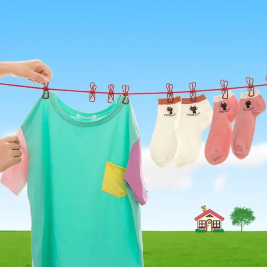 Portable Clothesline Clip - Elastic, Windproof Eco-Friendly Cloth Hanging Rope for Travel