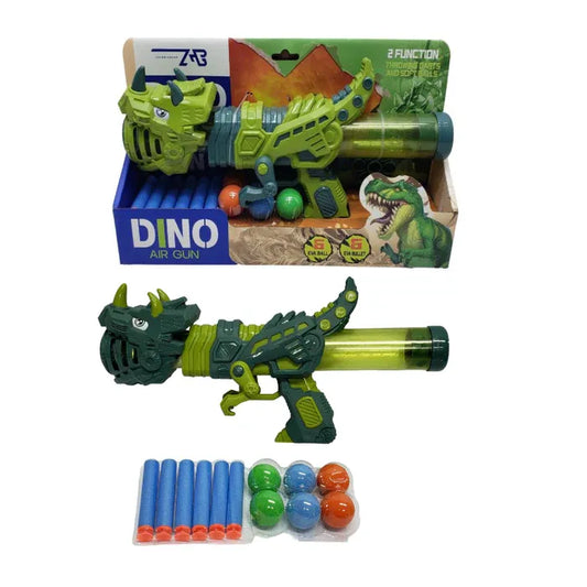 Dino Air Gun - 2-in-1 Blaster with Soft Darts &amp; EVA Balls