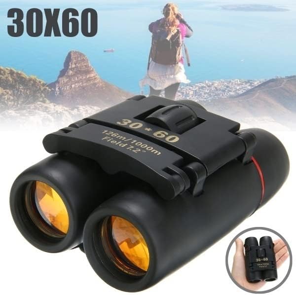 30x60 Compact Folding Binoculars, Folding Telescope With Clean Cloth and Carry Case