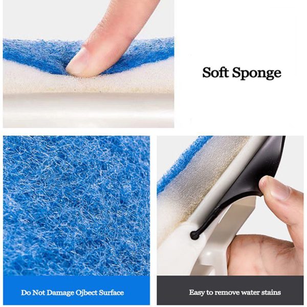 Pack of 2 - Sponge with Wiper for Window Glass, Wall