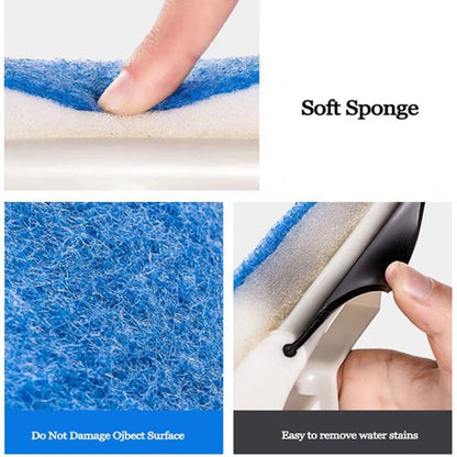 Pack of 2 - Sponge with Wiper for Window Glass, Wall