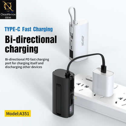 Aspor A351 2in1 Iphone &amp; Type-C Flexible Portable Mini 5000mah Power Bank