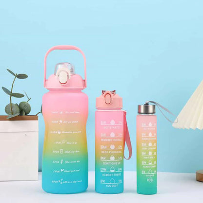 Three-piece Motivational Sports Water Bottles Set (2000ml, 850ml, 350ml)(Random Color)