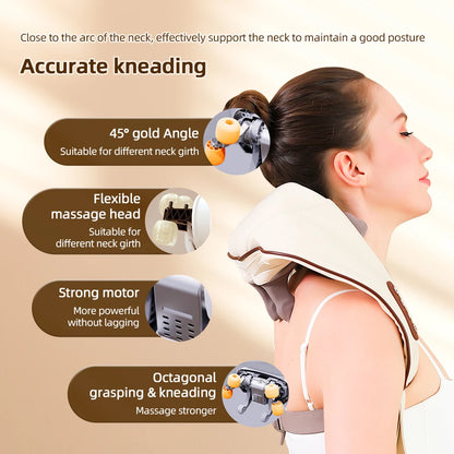 Electric Neck and Shoulder Massager Wireless Kneading Neck and Back Massage Pillow