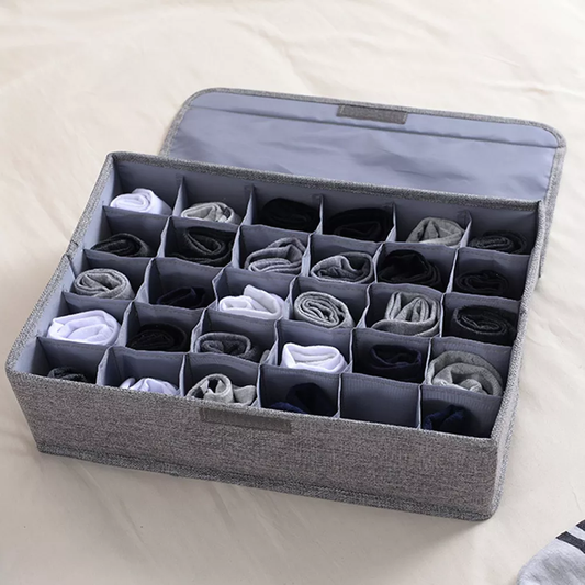 Socks Organizer | Drawer Organizer Divider Underwear Organizer, 24 Cell Collapsible Closet